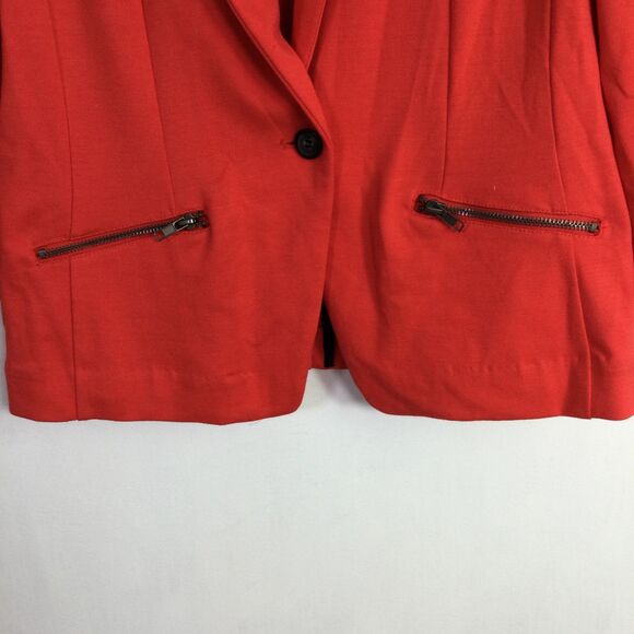 Christian Siriano Womens One Button Zip Pockets Blazer Jacket Coral Size Medium - Picture 2 of 13